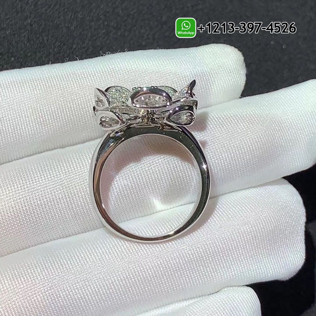 34umb4stnsx Custom Made Best Quality 1:1 Bvlgari 18K White Gold Emerald and Pave Diamonds Diva Dream Ring - High Quality 18k Gold and Diamond Luxury Distinctive Collection Designer Jewelry Customized Factory Price - Image 2