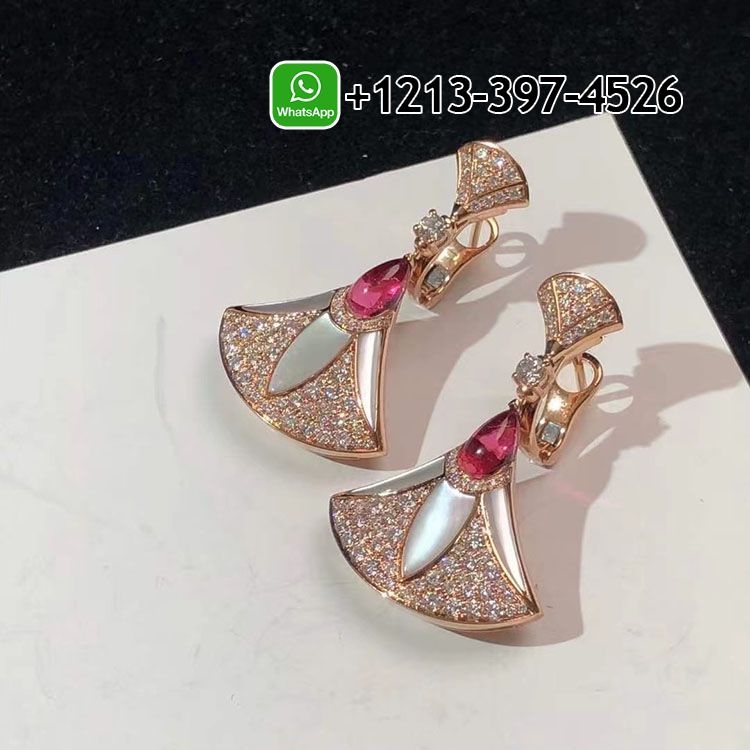 3duyhcjp5jg Custom Made Best Quality 1:1 Bulgari 18k Rose Gold 2.21cttw Diamond And Mother Of Pearl Divas Dream Drop Earrings - High Quality 18k Gold and Diamond Luxury Distinctive Collection Designer Jewelry Customized Factory Price - Image 3