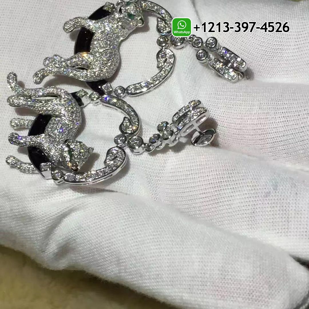 3gabrgdnojp Best Sellers 1:1 Quality Cheap Custom Made Cartier 18k White Gold 6.05ct Diamond, Emerald & Onyx Panthère de Cartier Earrings - High Quality 18k Gold and Diamond Luxury Distinctive Collection Designer Jewelry Customized Factory Price - Image 5