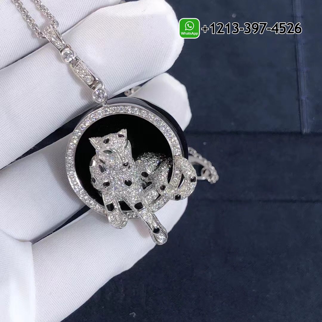 3had04wdly5 Custom Made Best Quality 1:1 Panthere de Cartier 18k White Gold Black Jade Diamonds Onyx Emeralds Necklace - High Quality 18k Gold and Diamond Luxury Distinctive Collection Designer Jewelry Customized Factory Price - Image 2
