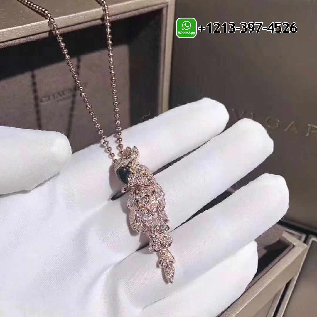 Custom Made Best Sellers Quality 1:1 Cartier Les Oiseaux Libérés 18K Rose Gold Mother-of Pearl Emeralds Diamonds Necklace - High Quality 18k Gold and Diamond Luxury Distinctive Collection Designer Jewelry Customized Factory Price
