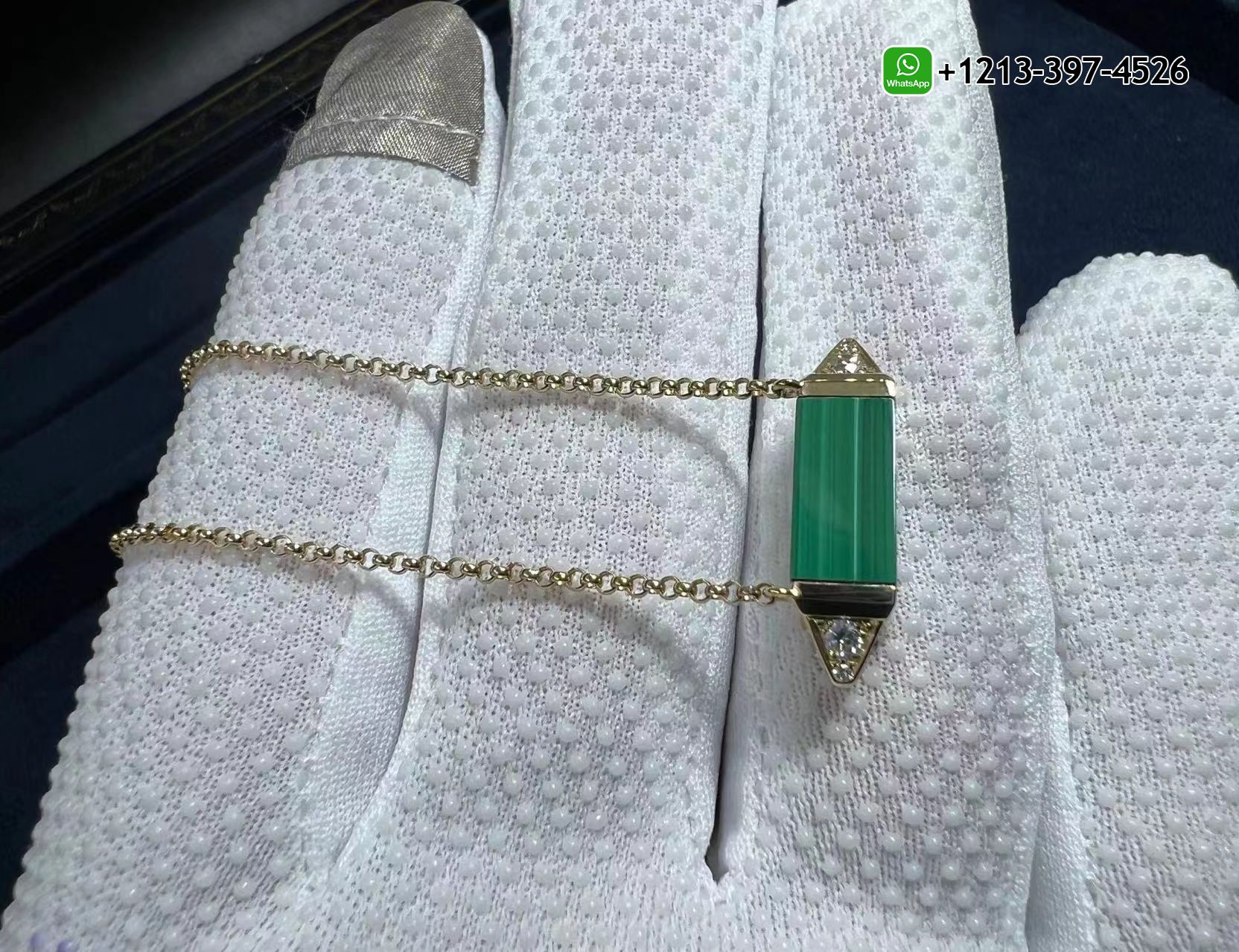 3ilyfflw0r5 Custom Made Best Sellers Quality 1:1 Copy Cartier 18K Yellow Gold Diamond & Malachite Medium Model Les Berlingots de Cartier Necklace - High Quality 18k Gold and Diamond Luxury Distinctive Collection Designer Jewelry Customized Factory Price - Image 6