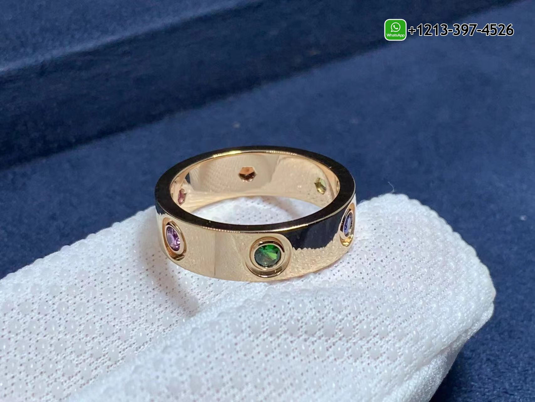 3j0vabinw4y Custom Made Best Quality 1:1 Cartier 18K Rose Gold with Sapphire,Garnet, Amethyst Love Ring - High Quality 18k Gold and Diamond Luxury Distinctive Collection Designer Jewelry Customized Factory Price - Image 2