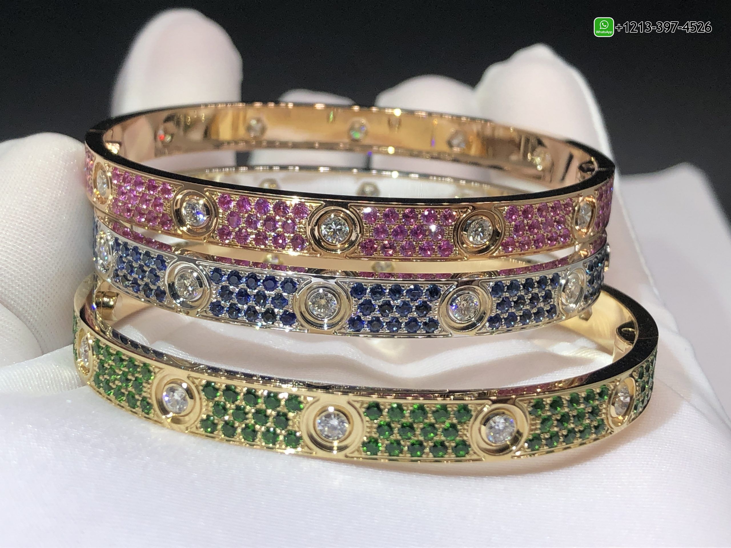 3kyiy5heawi Cartier Love Blue Sapphire Paved and 10 Diamonds Single-screw Closure Classic Model 18k White Gold Bracelet - High Quality 18k Gold and Diamond Luxury Distinctive Collection Designer Jewelry Customized Factory Price - Image 6