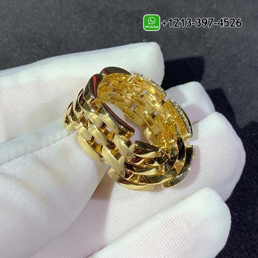 3n5cisakled Custom Made Best Quality 1:1 Cartier Maillon Panthère 18K Yellow Gold Ring - High Quality 18k Gold and Diamond Luxury Distinctive Collection Designer Jewelry Customized Factory Price - Image 3