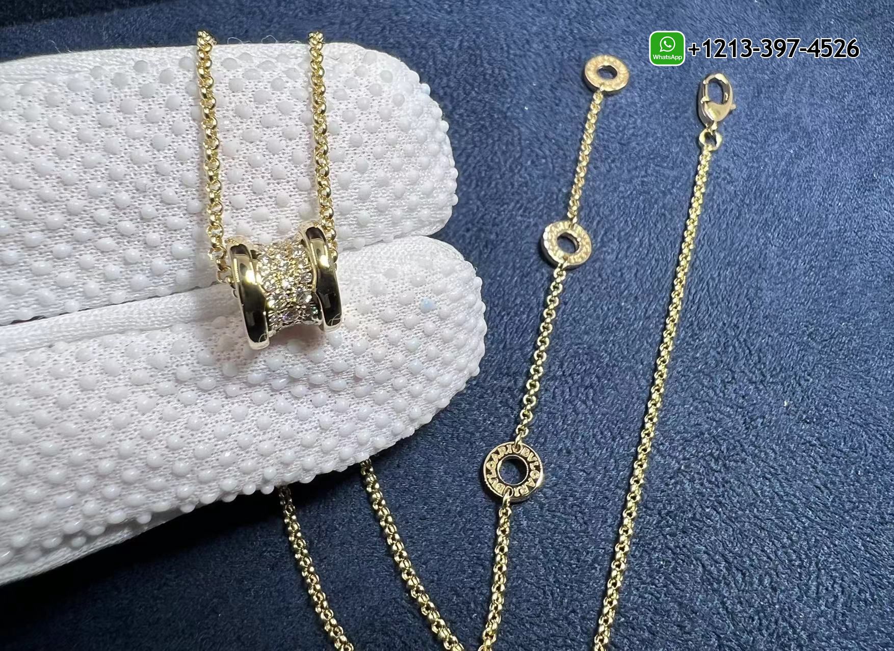 3q0z1b43x2r Custom Made 1:1 High Quality Bvlgari B.zero1 Necklace With18k Yellow Gold Pendant Set with Pavé Diamonds on the Spiral - High Quality 18k Gold and Diamond Luxury Distinctive Collection Designer Jewelry Customized Factory Price - Image 6