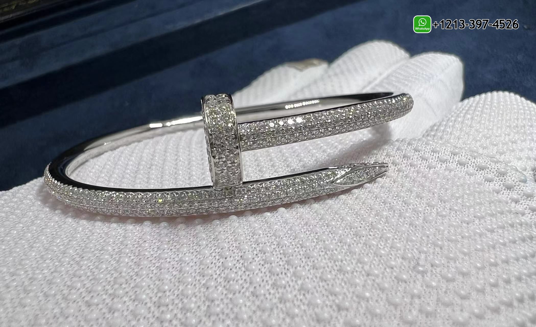 3rntlwtazsq Replica Cartier Juste Un Clou Diamond Paved 18k White Gold Classic Bracelet - High Quality 18k Gold and Diamond Luxury Distinctive Collection Designer Jewelry Customized Factory Price - Image 7
