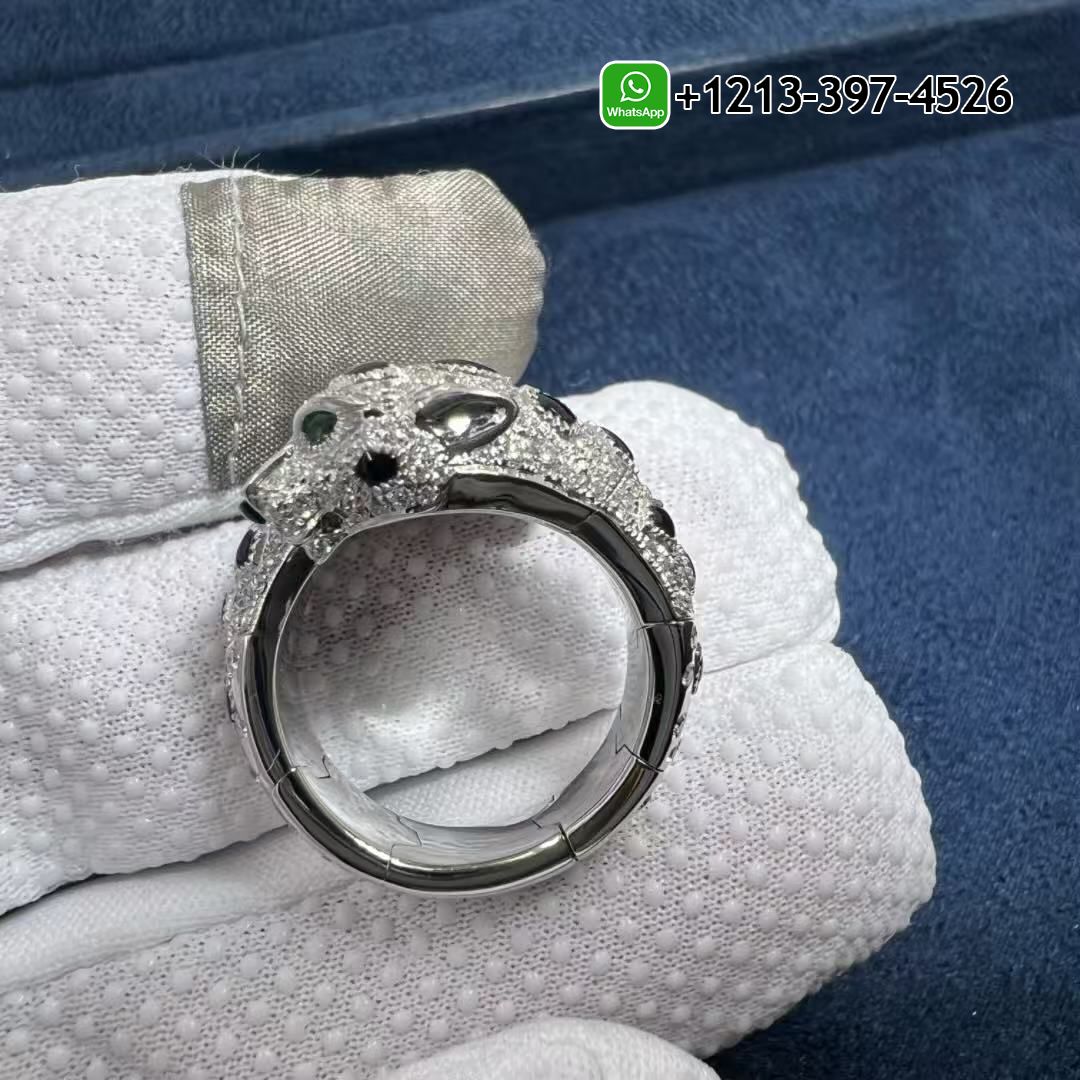 3rsxdqwks4f Custom Made Best Sellers Quality 1:1 Cartier Panthère de Cartier Double Heads 18k White Gold Onyx Diamonds Ring - High Quality 18k Gold and Diamond Luxury Distinctive Collection Designer Jewelry Customized Factory Price - Image 3