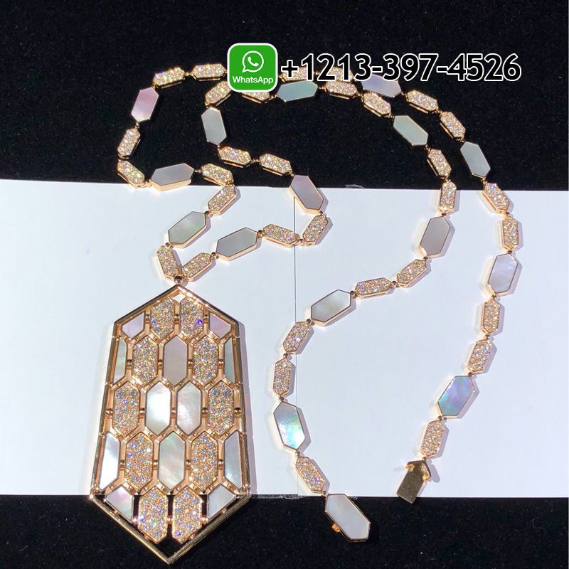 Custom Made Best Sellers Quality 1:1 Bvlgari Serpenti High Jewelry 18k Rose Gold Diamond & White Mother-of-Pearl Necklace - High Quality 18k Gold and Diamond Luxury Distinctive Collection Designer Jewelry Customized Factory Price