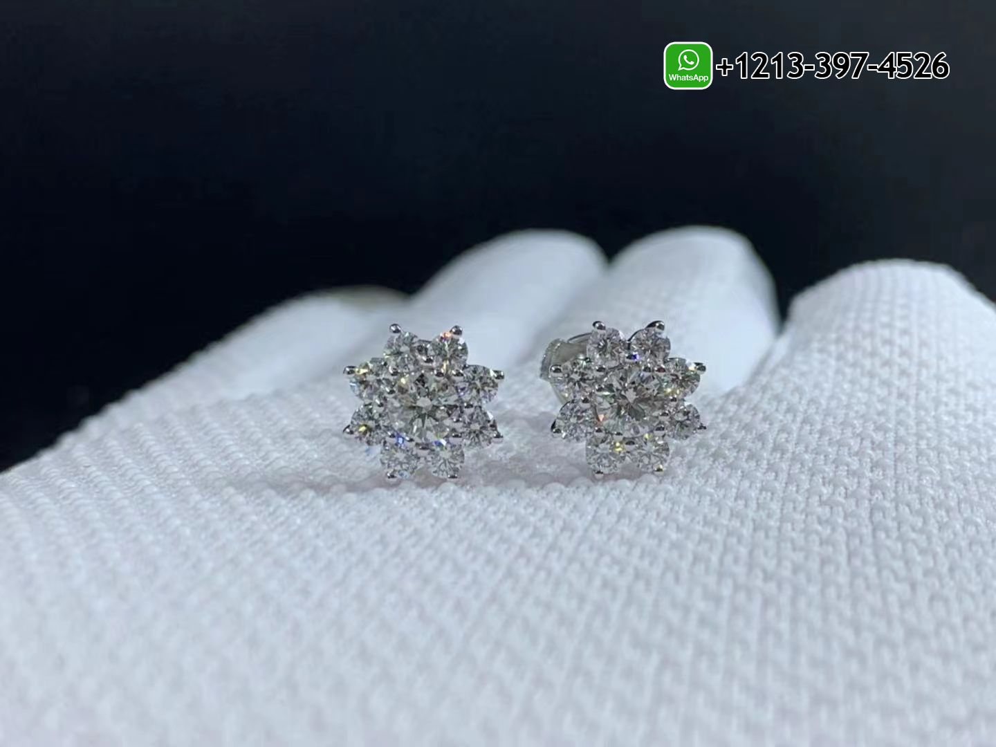 3tfjfj1beq5 Custom Made Best Quality 1:1 Cheap Harry Winston Sunflower 18K White Gold Round Brilliant Diamond Earrings - High Quality 18k Gold and Diamond Luxury Distinctive Collection Designer Jewelry Customized Factory Price - Image 4