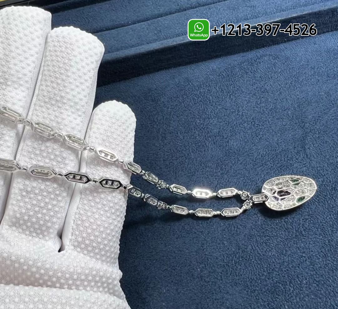 3ujfct2cvhy Best Quality Bvlgari 18k White Gold 4.59cttw Diamond And 1.48cttw Sapphire Serpenti Necklace Replica - High Quality 18k Gold and Diamond Luxury Distinctive Collection Designer Jewelry Customized Factory Price - Image 11
