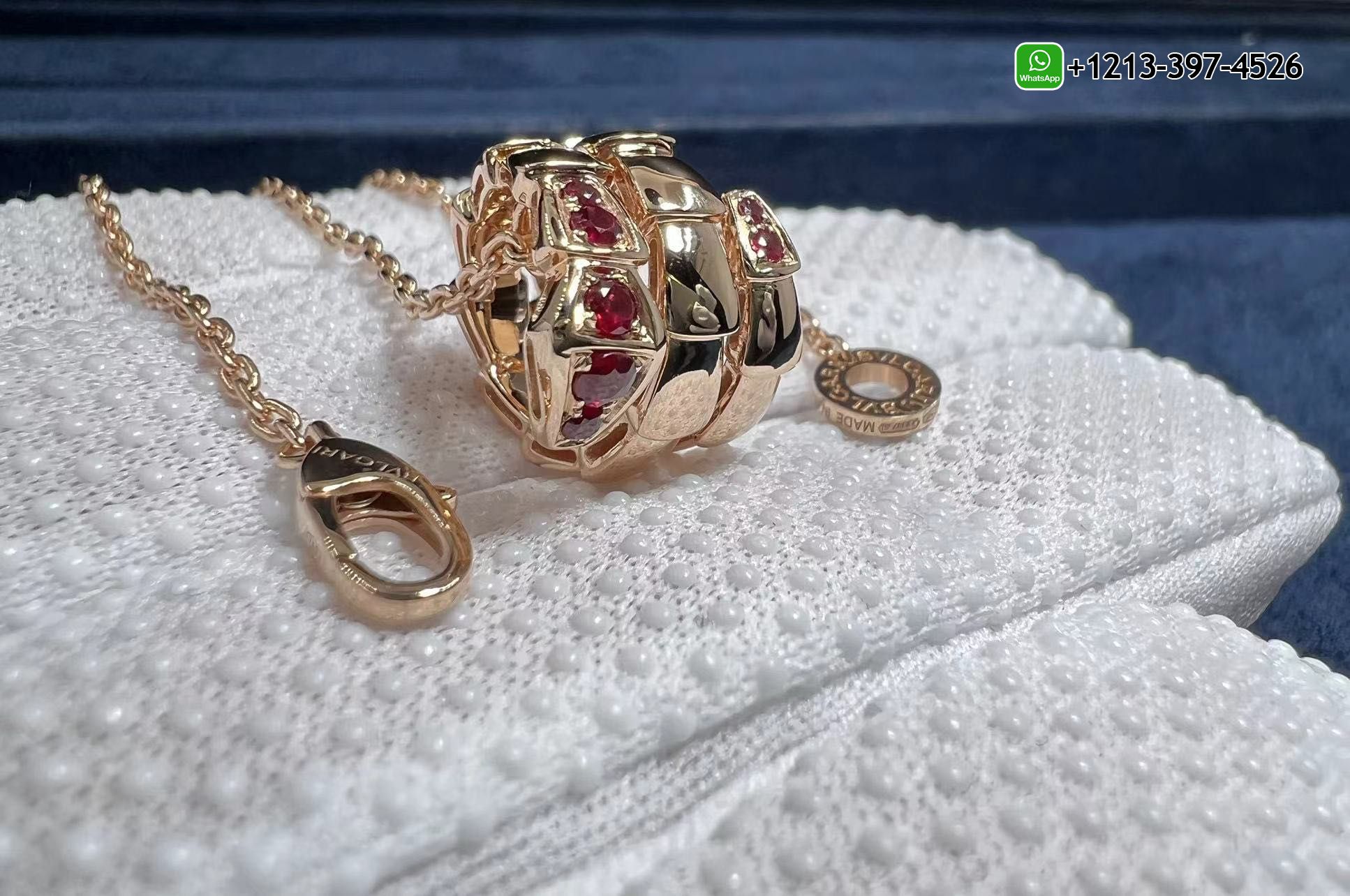 3uygxdyypiq Custom Bulgari Serpenti Viper Pendant Necklace In 18 Kt Rose Gold, Set With Pavé Ruby on the Head and Tail - High Quality 18k Gold and Diamond Luxury Distinctive Collection Designer Jewelry Customized Factory Price - Image 4