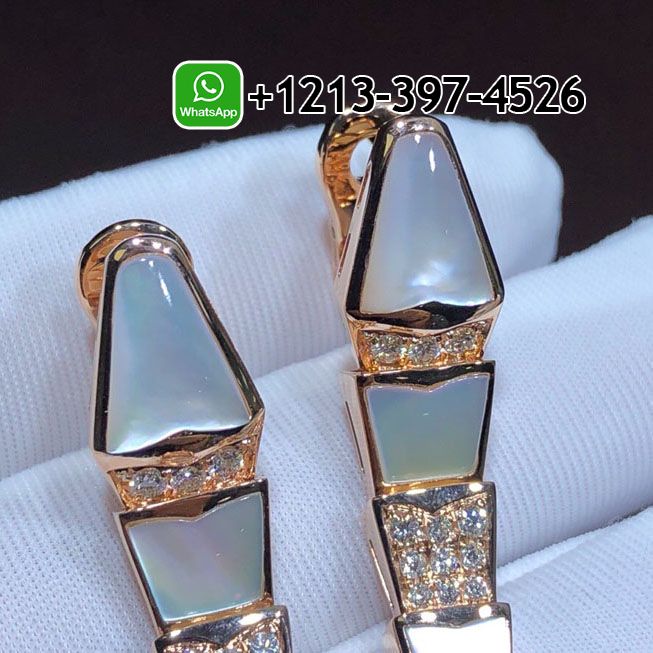 3vpgqwdq1cf Custom Made Best Quality 1:1 Bvlgari Serpenti Viper 18k Rose Gold Diamond & Mother of Pearl Earrings - High Quality 18k Gold and Diamond Luxury Distinctive Collection Designer Jewelry Customized Factory Price - Image 4