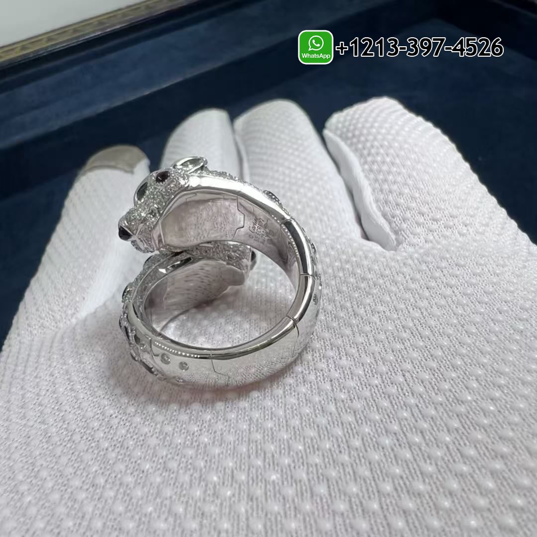 44cxust3lq3 Custom Made Best Sellers Quality 1:1 Cartier Panthère de Cartier Double Heads 18k White Gold Onyx Diamonds Ring - High Quality 18k Gold and Diamond Luxury Distinctive Collection Designer Jewelry Customized Factory Price - Image 6
