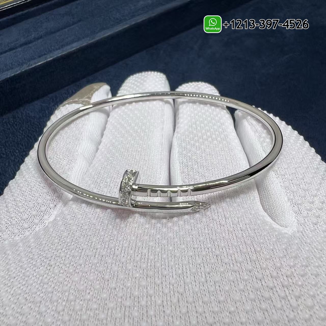 45w2pubizxu Custom Cartier Juste Un Clou Diamonds 18k White Gold Small Model Nail Bracelet - High Quality 18k Gold and Diamond Luxury Distinctive Collection Designer Jewelry Customized Factory Price - Image 3