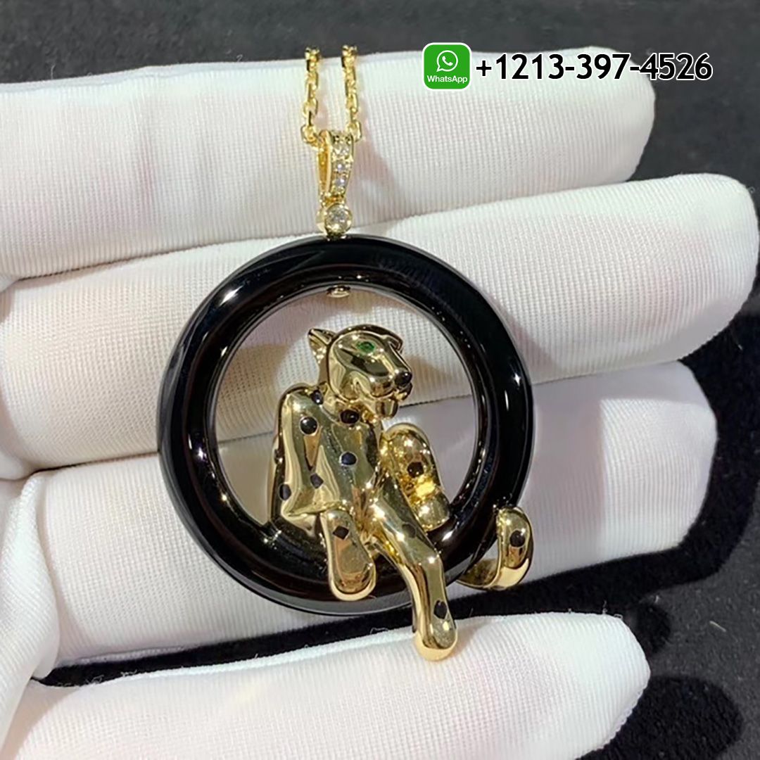 4cls41brxg2 Best Sellers 1:1 Quality Cheap Custom Made Cartier 18k Yellow Gold Black Ceramic, Black Lacquer Panthere de Cartier Necklace - High Quality 18k Gold and Diamond Luxury Distinctive Collection Designer Jewelry Customized Factory Price
