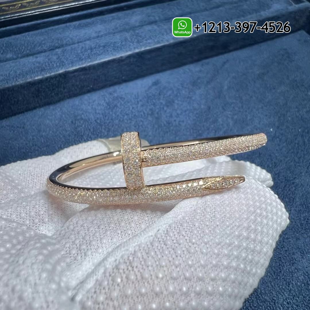 4crhcoynt30 Custom Made Cheap 1:1 High Quality Cartier Juste un Clou 18k Rose Gold Pave Diamond Classic Nail Bracelet - High Quality 18k Gold and Diamond Luxury Distinctive Collection Designer Jewelry Customized Factory Price - Image 8