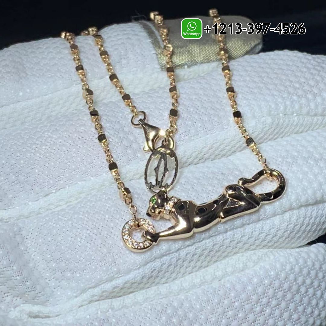 Custom Made Best Quality 1:1 Cartier Solid 18K Rose Gold Diamond Black Lacquer Panthère De Cartier Necklace - High Quality 18k Gold and Diamond Luxury Distinctive Collection Designer Jewelry Customized Factory Price 4hxwhuvqwmh