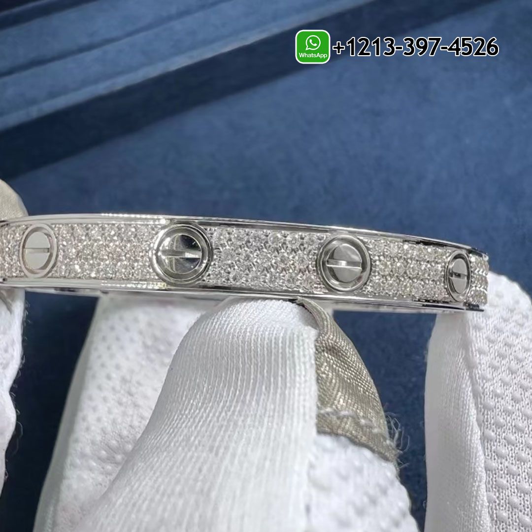 Custom Made Cartier Love Pave Diamond Bracelet 18k White Gold - High Quality 18k Gold and Diamond Luxury Distinctive Collection Designer Jewelry Customized Factory Price 4iej1am4pu3