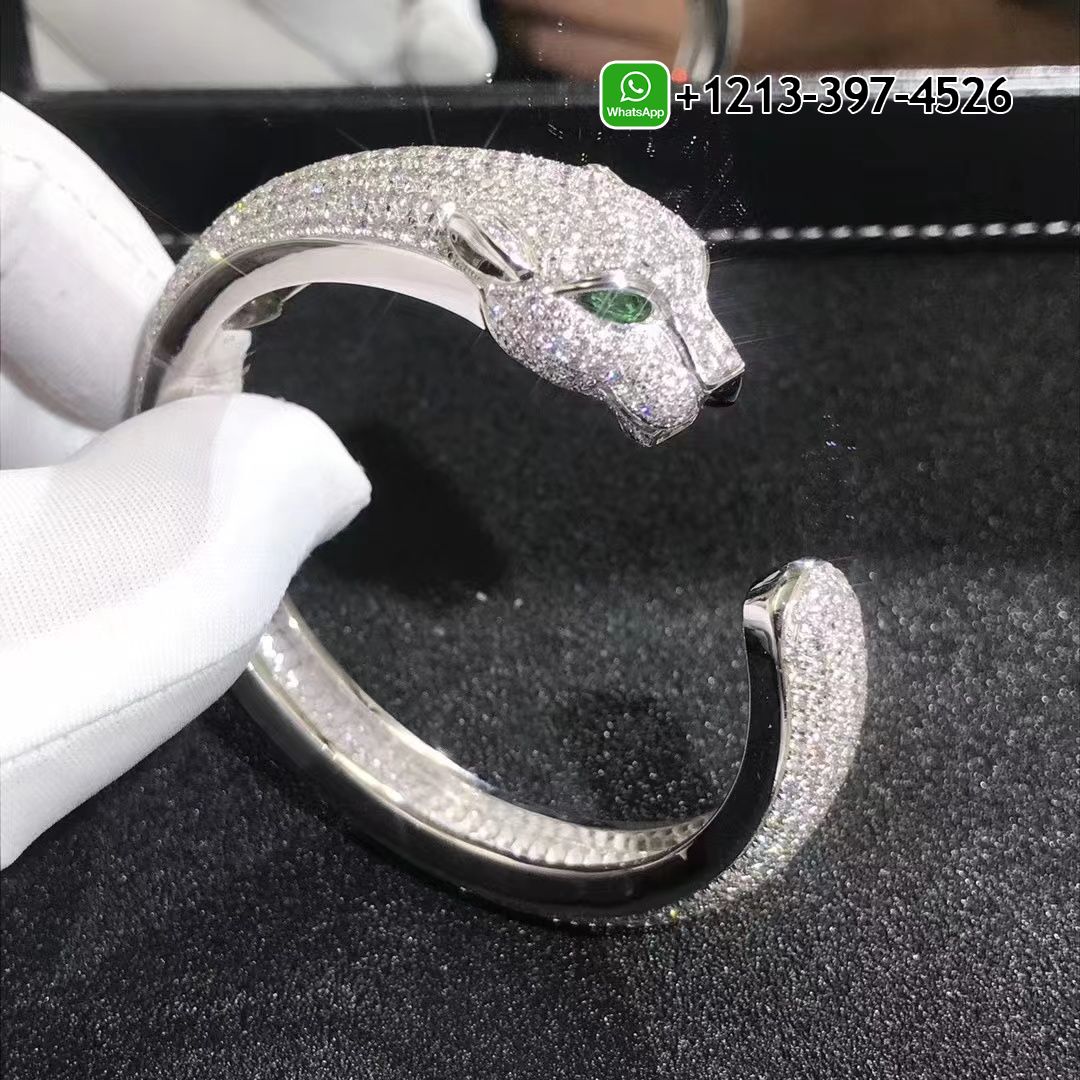 4jjdw0sssnh Custom Made Best Sellers Quality 1:1 Cartier 18k White Gold Full Pave Diamond Panthère de Bracelet - High Quality 18k Gold and Diamond Luxury Distinctive Collection Designer Jewelry Customized Factory Price - Image 2