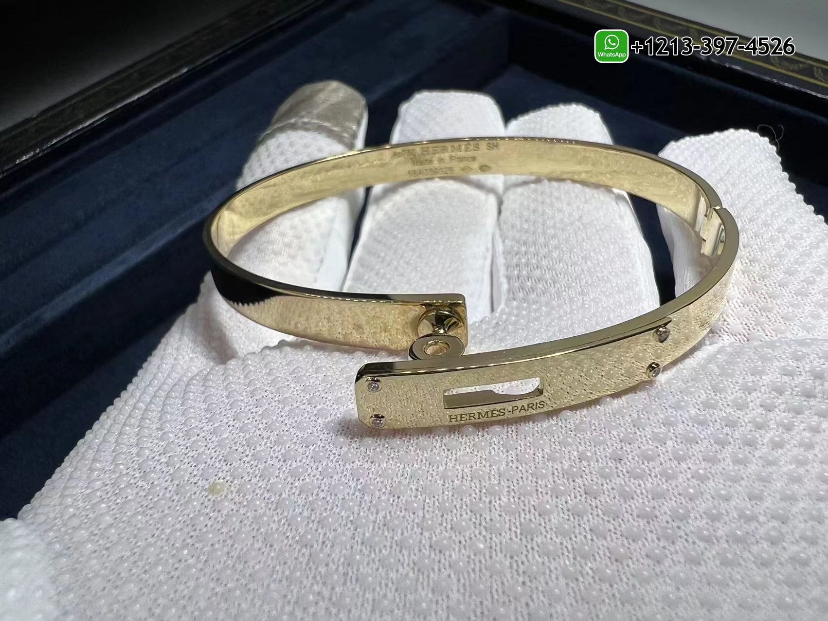 4lbycaaavoq Custom Made Best Sellers Quality 1:1 Copy Hermès Kelly 18K Yellow Gold Set With Diamonds Bracelet - High Quality 18k Gold and Diamond Luxury Distinctive Collection Designer Jewelry Customized Factory Price - Image 3