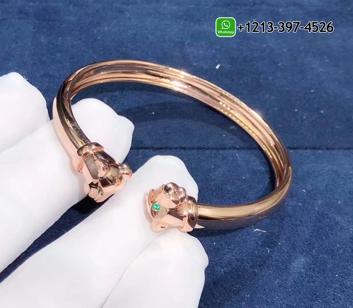 4p4axf0zasx Custom Made Best Quality 1:1 Cartier Panthere de Cartier Tsavorite Onyx Pure 18K Rose Gold Open Cuff Bracelet - High Quality 18k Gold and Diamond Luxury Distinctive Collection Designer Jewelry Customized Factory Price - Image 2