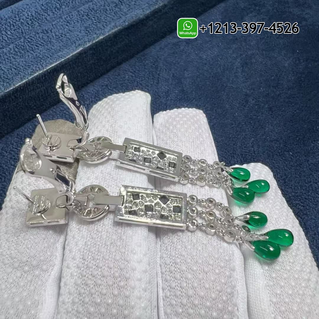 4qebxyrboyd Custom Made Best Quality 1:1 Cartier Panthère de Cartier 18K White Gold Diamonds, Onyx,Emeralds Drop Earrings - High Quality 18k Gold and Diamond Luxury Distinctive Collection Designer Jewelry Customized Factory Price - Image 7