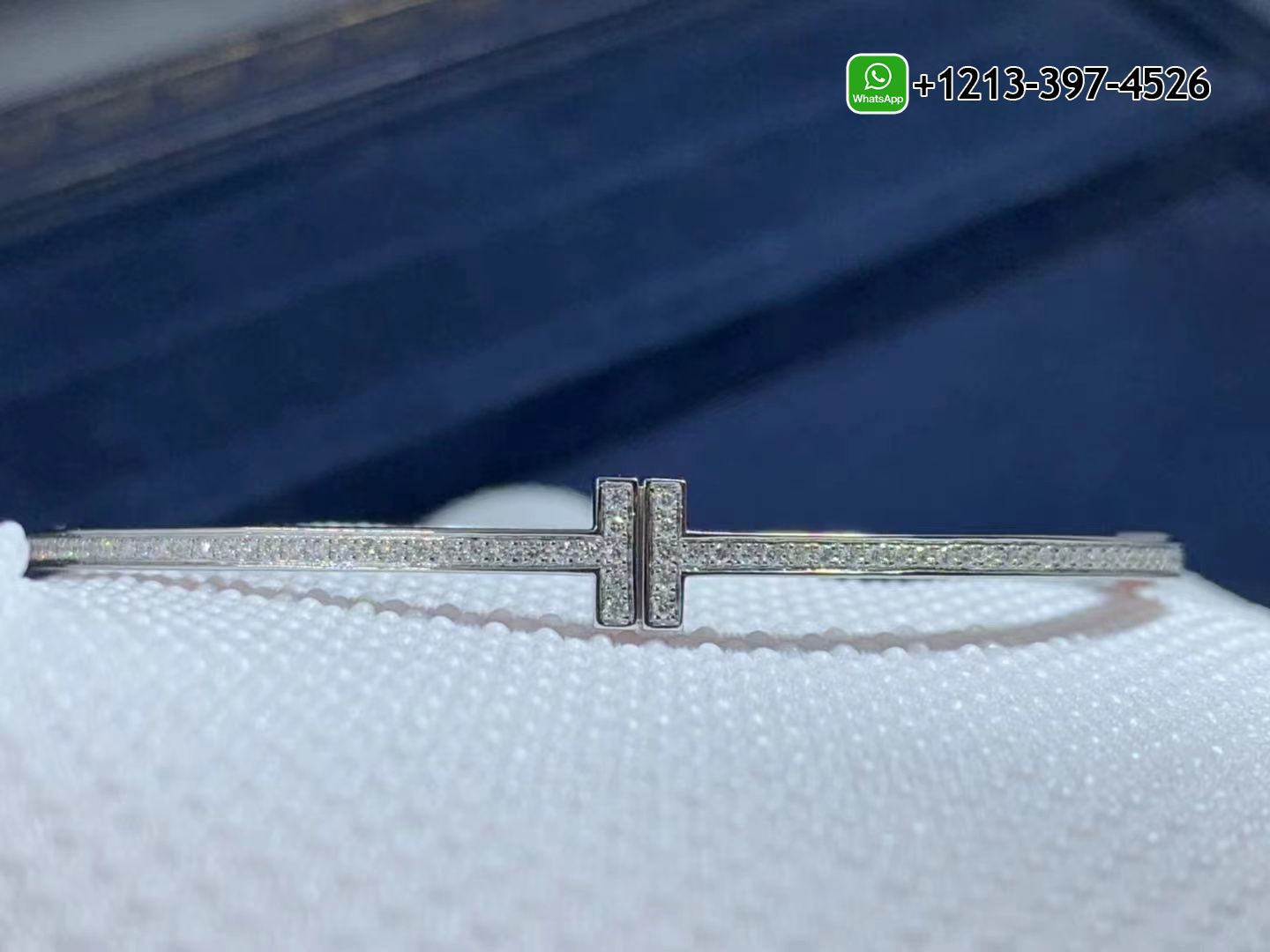 4t1evtxgxx5 Best Sellers 1:1 Quality Cheap Custom Made Tiffany 18K White Gold Diamond Hinged T Wire Bangle Bracelet - High Quality 18k Gold and Diamond Luxury Distinctive Collection Designer Jewelry Customized Factory Price - Image 3