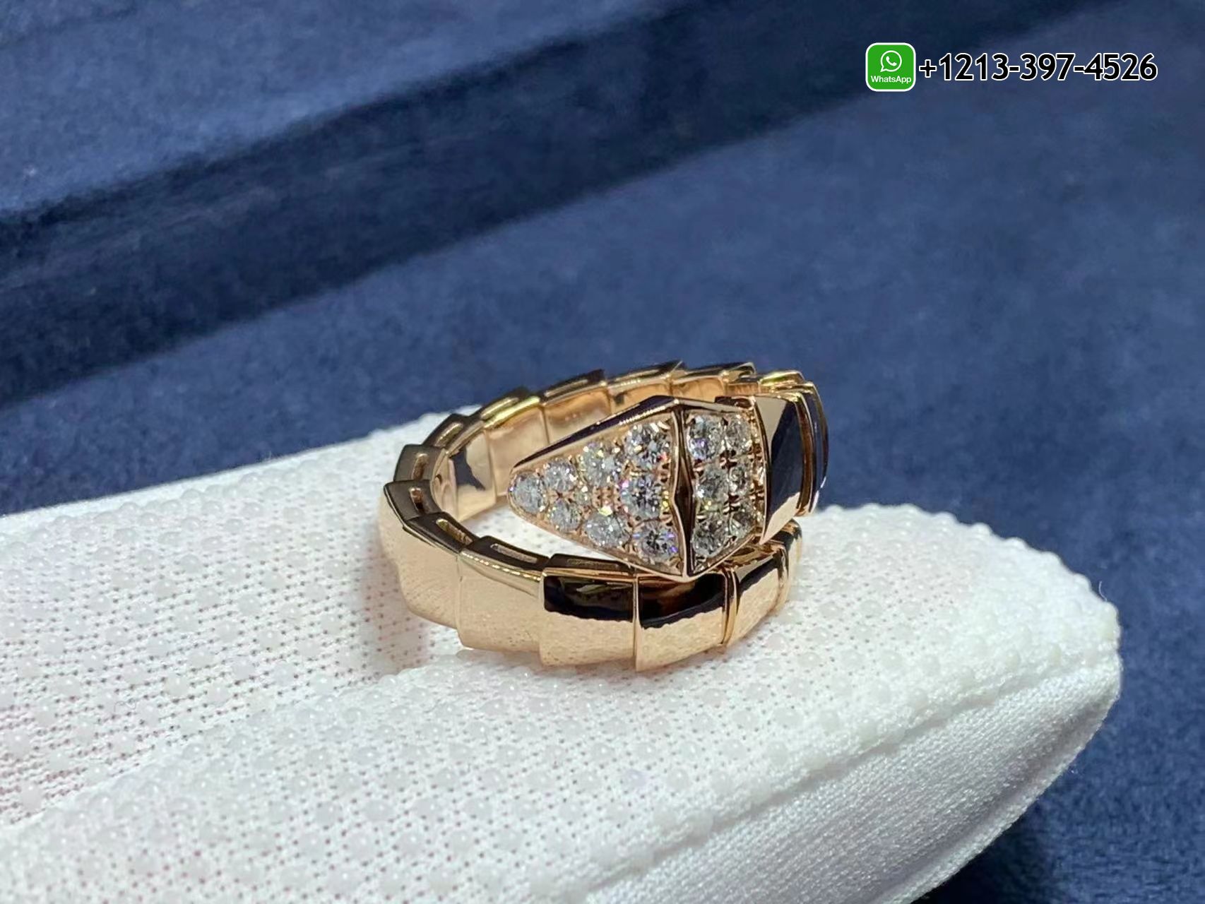 4t2fdtonnuz Best Quality 1:1 Bvlgari Serpenti Viper 18K Rose Gold Pavé Diamonds on The Head One-coil Ring - High Quality 18k Gold and Diamond Luxury Distinctive Collection Designer Jewelry Customized Factory Price - Image 2