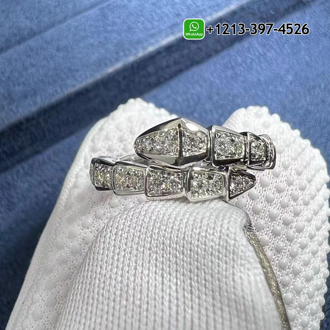 1:1 Best Quality Cheap Bvlgari Serpenti Viper 18K White Gold Pavé Diamonds Wrap Ring - High Quality 18k Gold and Diamond Luxury Distinctive Collection Designer Jewelry Customized Factory Price