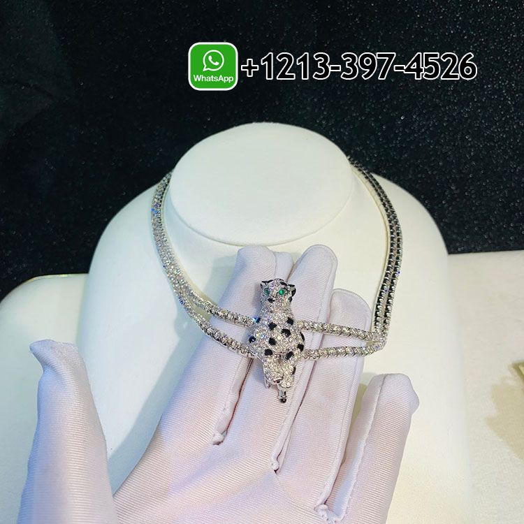 4xpc0queoog Custom Made Cartier 18k White Gold Pave Diamonds Onyx Emeralds Panthère de Cartier High Jewelry Necklace - High Quality 18k Gold and Diamond Luxury Distinctive Collection Designer Jewelry Customized Factory Price - Image 8
