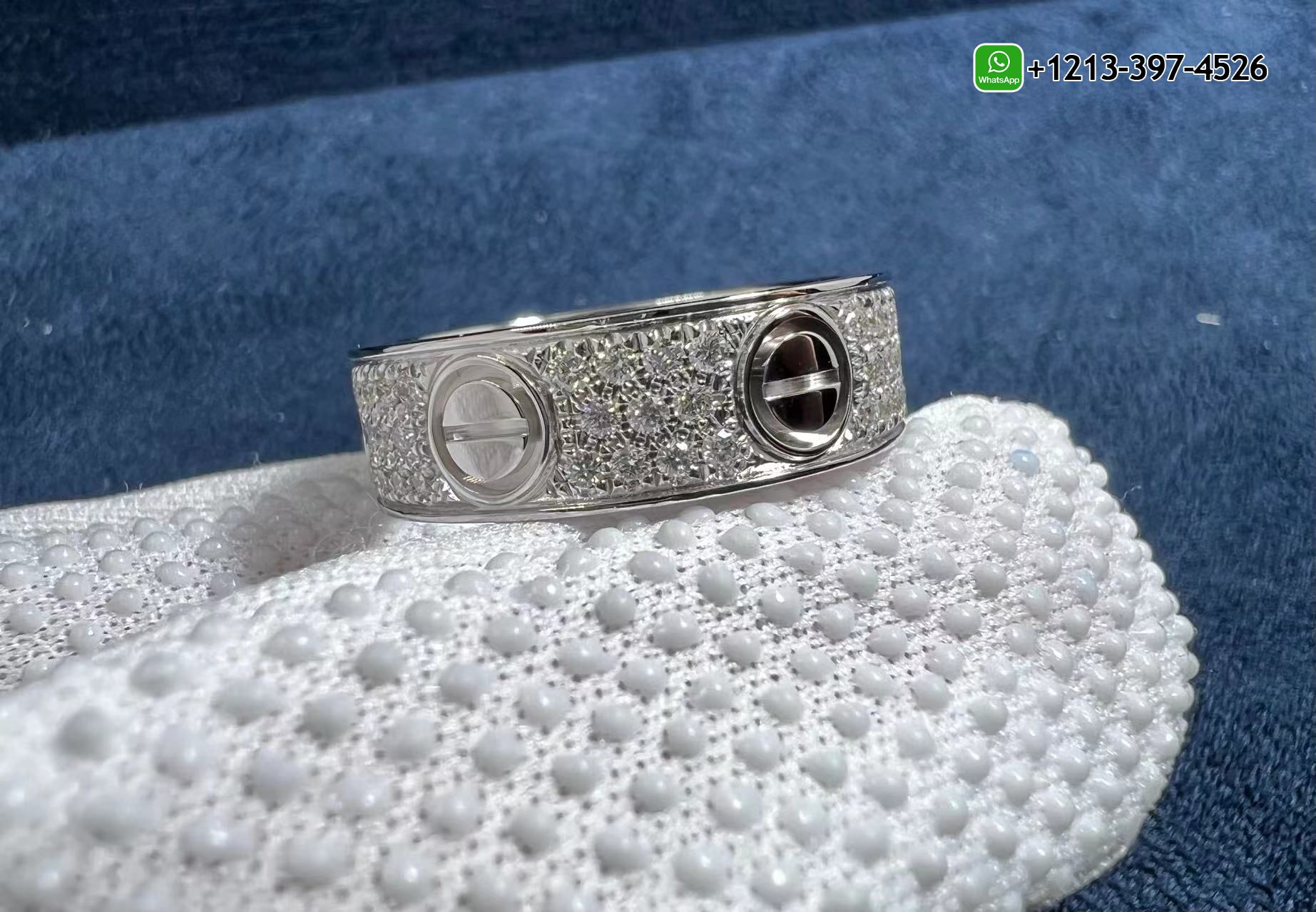 4zzfbznfmdw Custom Made 1:1 Best Quality Cartier Love 18K White Gold Full Diamond-Paved 6.5MM Band Ring - High Quality 18k Gold and Diamond Luxury Distinctive Collection Designer Jewelry Customized Factory Price - Image 7