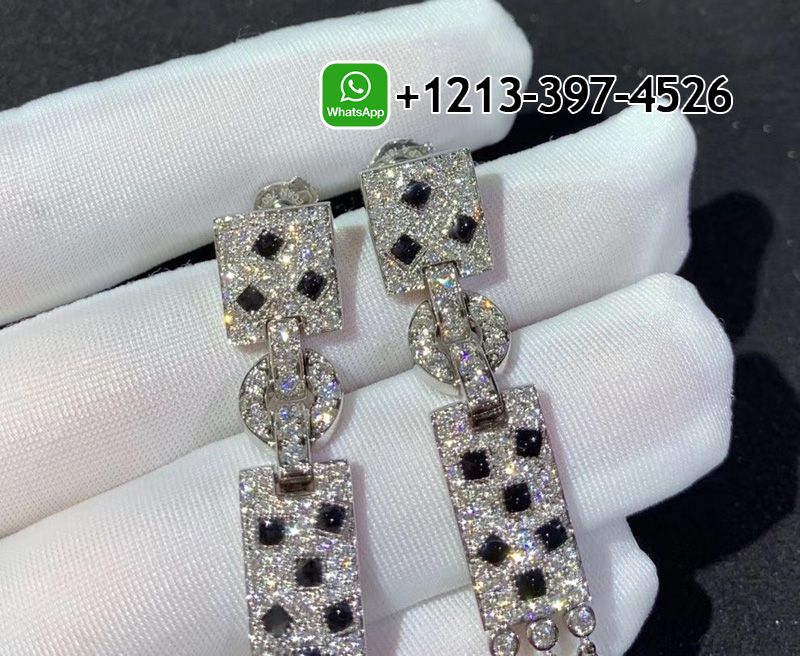 51a3l40y3j2 Custom Made Best Quality 1:1 Cartier Panthère de Cartier 18K White Gold Diamonds, Onyx,Emeralds Drop Earrings - High Quality 18k Gold and Diamond Luxury Distinctive Collection Designer Jewelry Customized Factory Price - Image 14