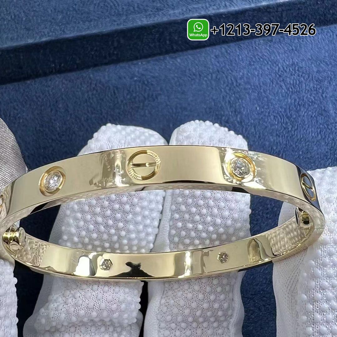 1:1 Quality Cartier 4 Diamond Love Bracelet 18K Yellow Gold - High Quality 18k Gold and Diamond Luxury Distinctive Collection Designer Jewelry Customized Factory Price