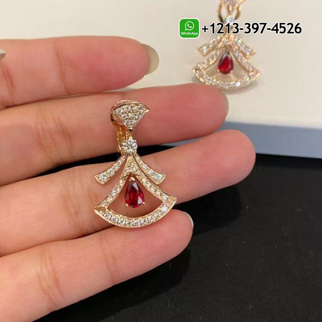 542tnos5z0z Bvlgari Divas’ Dream Diamond 18K Rose Gold Ruby Earrings 356954 - High Quality 18k Gold and Diamond Luxury Distinctive Collection Designer Jewelry Customized Factory Price - Image 2