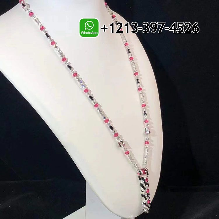 55thlxgoegs Custom Made Best Quality 1:1 Cartier Beautés du Monde 18k White Gold 9.21ct Diamonds, Rubellites, Onyx High Jewelry Necklace - High Quality 18k Gold and Diamond Luxury Distinctive Collection Designer Jewelry Customized Factory Price - Image 3