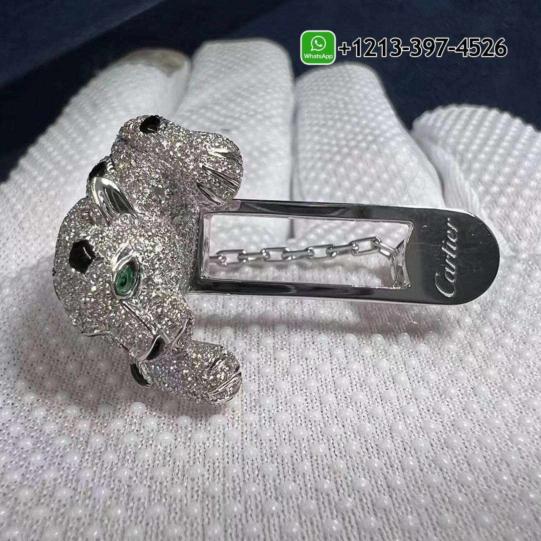 Custom Made 1:1 Quality Panthère de Cartier Pocket Gem in Rhodium-Finish 18K White Gold - High Quality 18k Gold and Diamond Luxury Distinctive Collection Designer Jewelry Customized Factory Price 5cou35ppgau