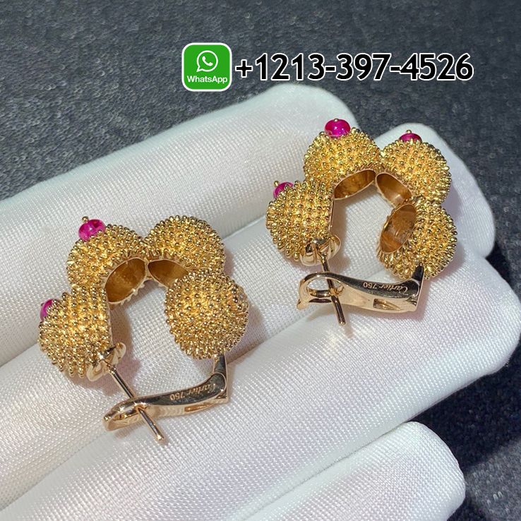 5ehszony1st Custom Made Best Sellers Quality 1:1 Cartier 18K Pink Gold and Spinel Cactus de Cartier Earrings - High Quality 18k Gold and Diamond Luxury Distinctive Collection Designer Jewelry Customized Factory Price - Image 4