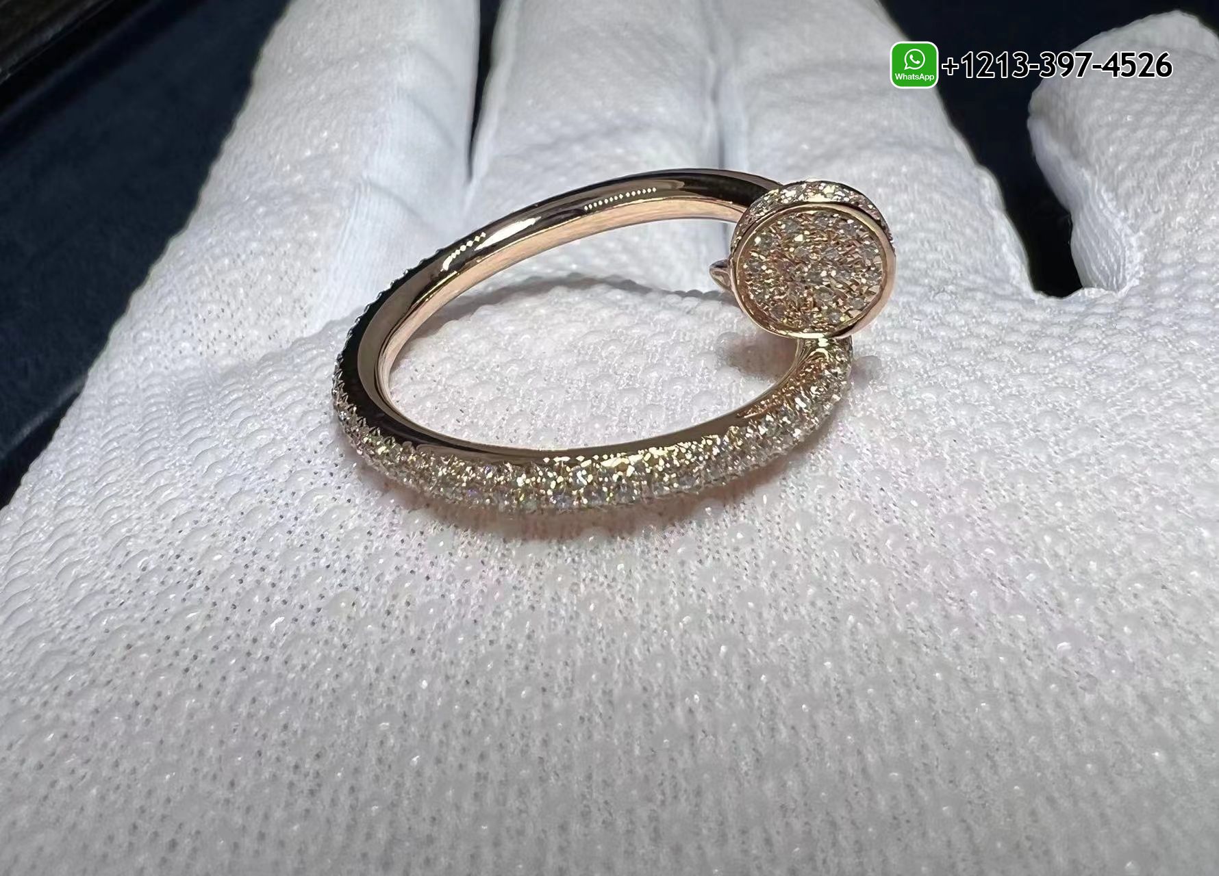 5gf005t5kne Custom Made Best Sellers Quality 1:1 Copy Cartier 18K Rose Gold Full Pave Diamond Juste Un Clou Nail Ring - High Quality 18k Gold and Diamond Luxury Distinctive Collection Designer Jewelry Customized Factory Price - Image 6