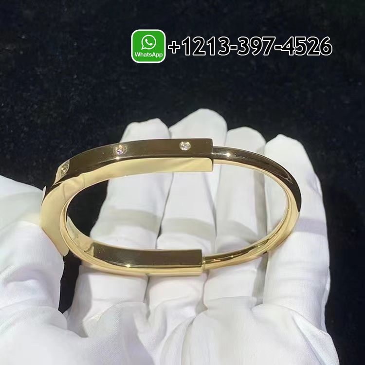 5huhizbpie0 Best Sellers 1:1 Quality Cheap Custom Made Tiffany Solid 18K Yellow Gold Diamond Lock Bangle Bracelet - High Quality 18k Gold and Diamond Luxury Distinctive Collection Designer Jewelry Customized Factory Price - Image 2