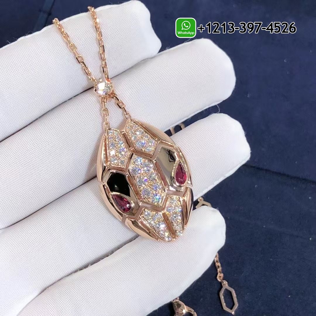 5hvcuw42hra Custom Made Best Sellers Quality 1:1 Copy Bulgari Serpenti Rubellite 18K Rose Gold Diamond Necklace - High Quality 18k Gold and Diamond Luxury Distinctive Collection Designer Jewelry Customized Factory Price - Image 8