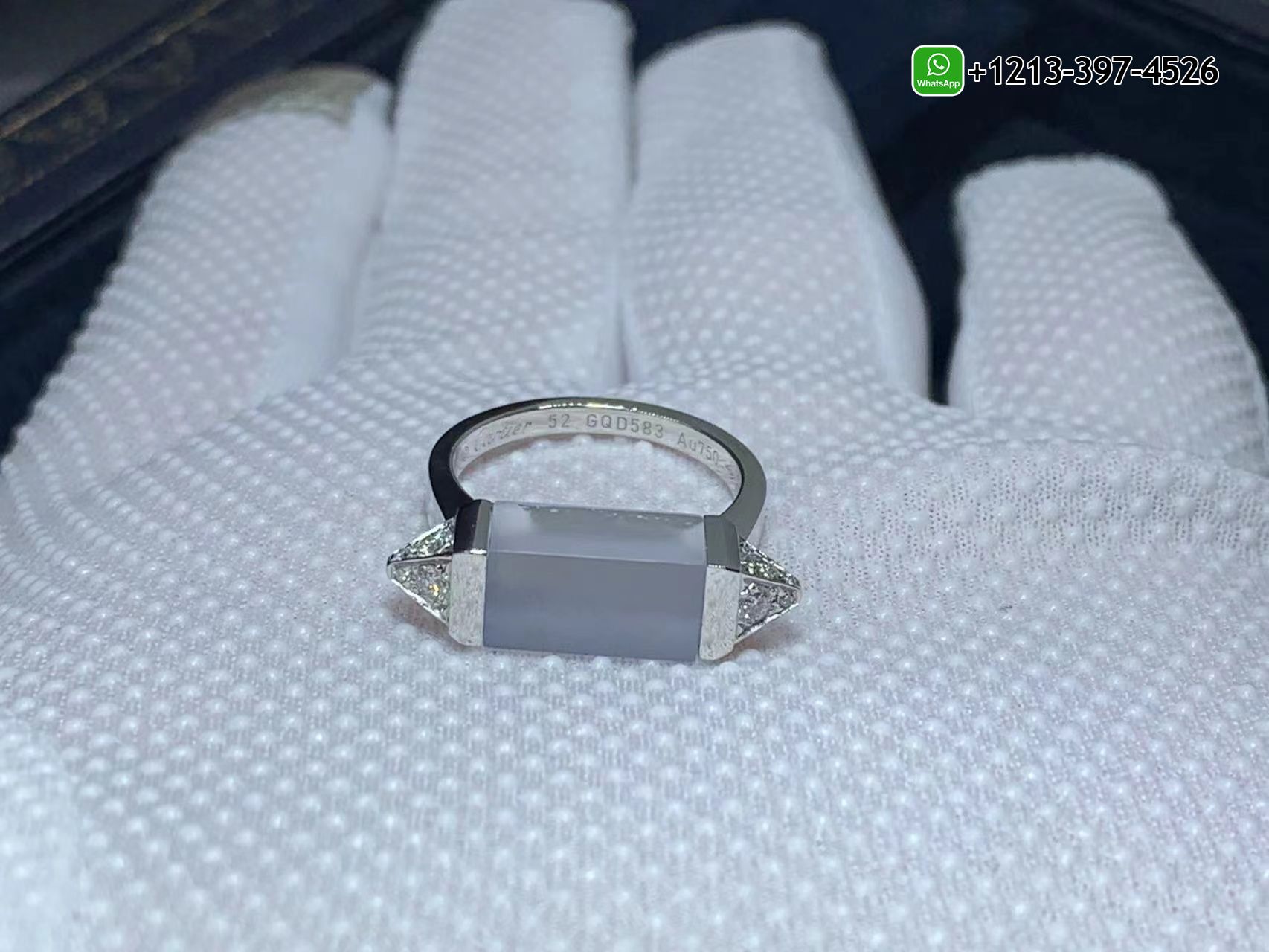 5ivwosjbt5e Custom Made Best Quality 1:1 Cartier Les Berlingots de Cartier 18k White Gold Blue Chalcedony Diamond Ring - High Quality 18k Gold and Diamond Luxury Distinctive Collection Designer Jewelry Customized Factory Price - Image 6