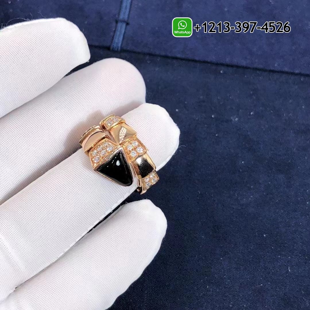 5mt45p2wscf Custom Made Best Quality 1:1 Bvlgari Serpenti One-coil 18k Gold Set with Black Onyx Elements and Demi Pavé Diamonds Ring - High Quality 18k Gold and Diamond Luxury Distinctive Collection Designer Jewelry Customized Factory Price - Image 8