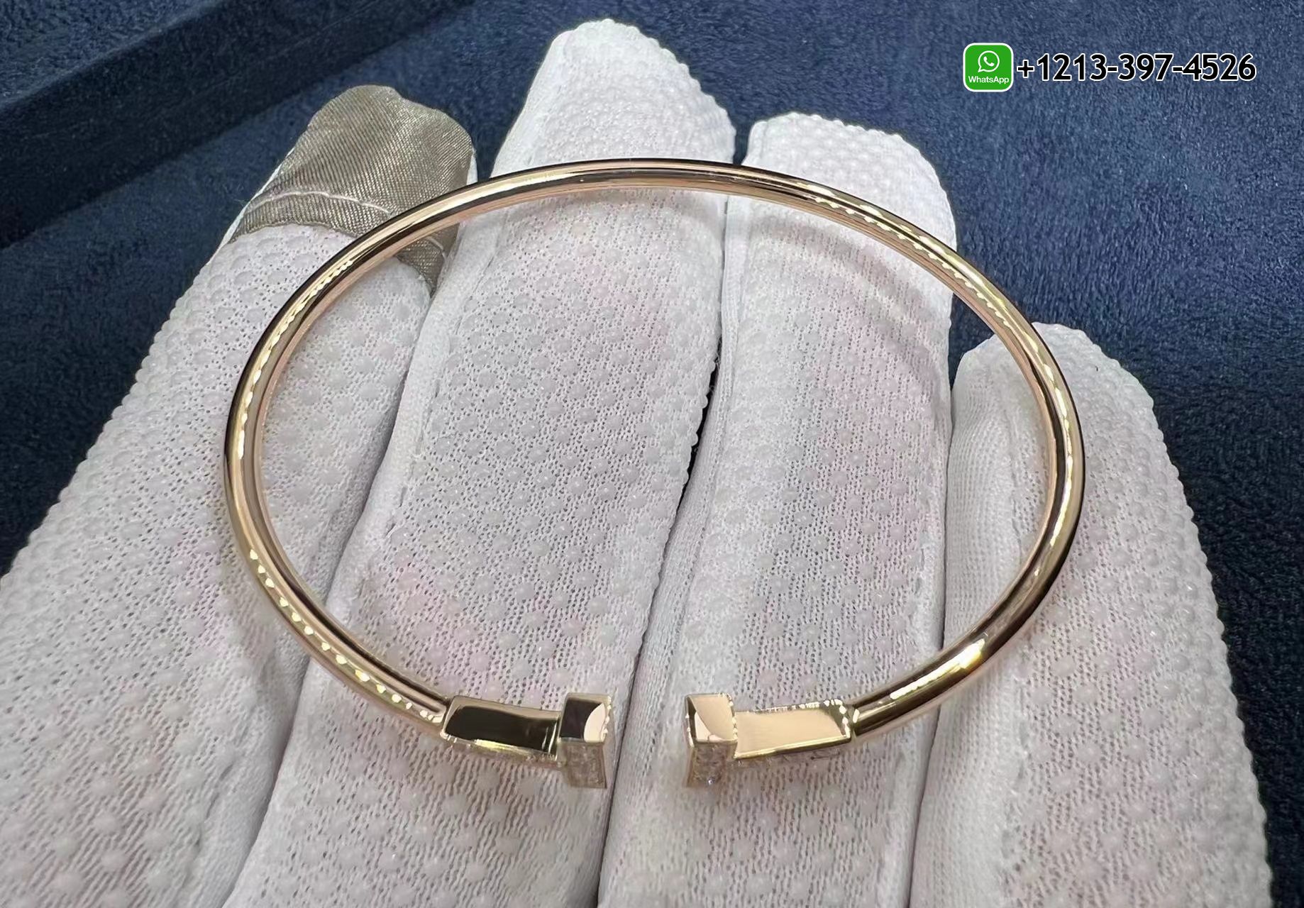 Best Sellers 1:1 Quality Cheap Custom Made Tiffany 18k Rose Gold Diamond T Wire Bracelet - High Quality 18k Gold and Diamond Luxury Distinctive Collection Designer Jewelry Customized Factory Price