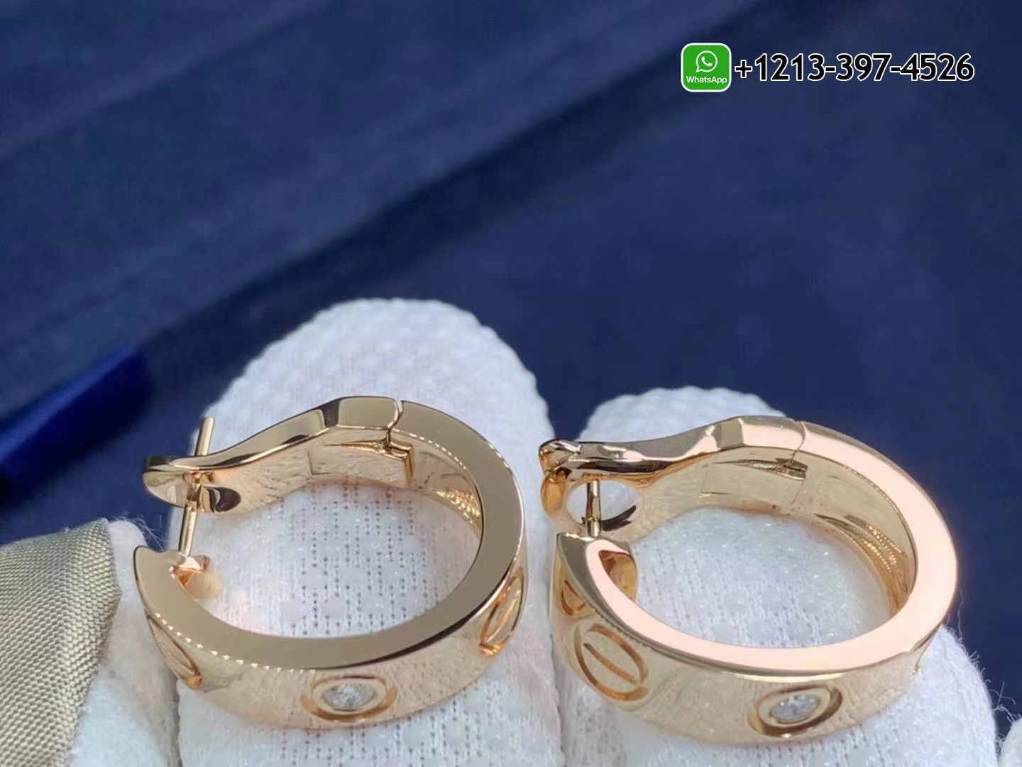 5vhgf54xpdp Custom Made Best Quality 1:1 Cartier 18K Rose Gold 2 Diamonds LOVE Hoop Earrings - High Quality 18k Gold and Diamond Luxury Distinctive Collection Designer Jewelry Customized Factory Price - Image 3