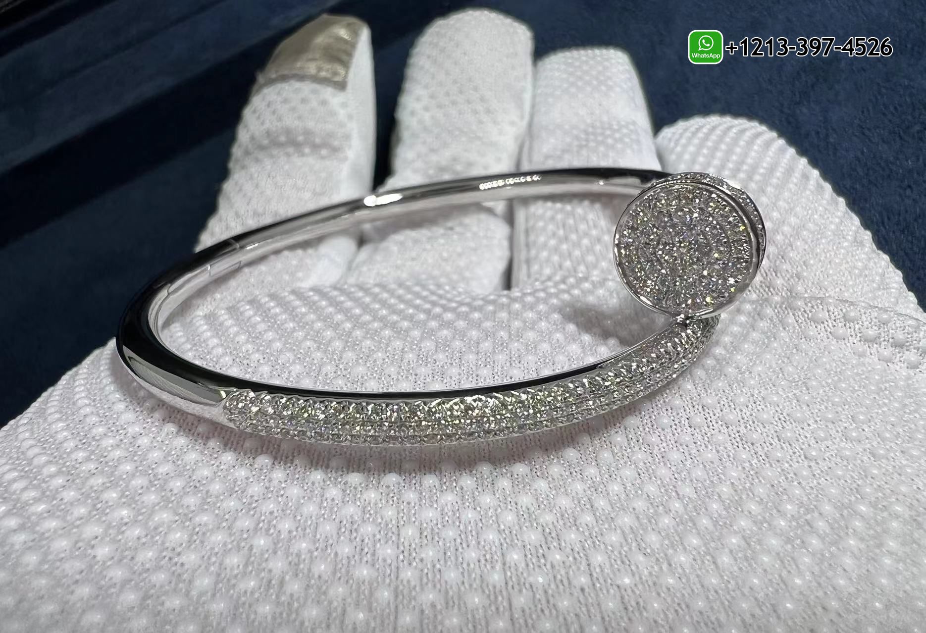 5vkuhwk2xv4 Replica Cartier Juste Un Clou Diamond Paved 18k White Gold Classic Bracelet - High Quality 18k Gold and Diamond Luxury Distinctive Collection Designer Jewelry Customized Factory Price - Image 6