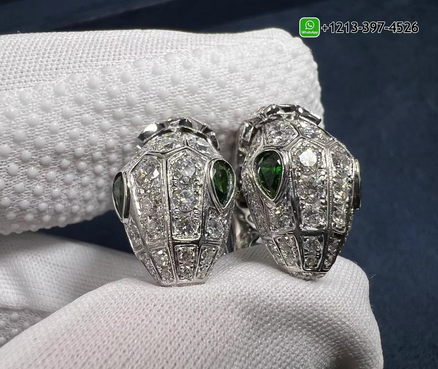 5xxzrmppofi Bvlgari Serpenti 18k White Gold Emerald Eyes and Pavé Diamonds Earrings 354702 - High Quality 18k Gold and Diamond Luxury Distinctive Collection Designer Jewelry Customized Factory Price - Image 9