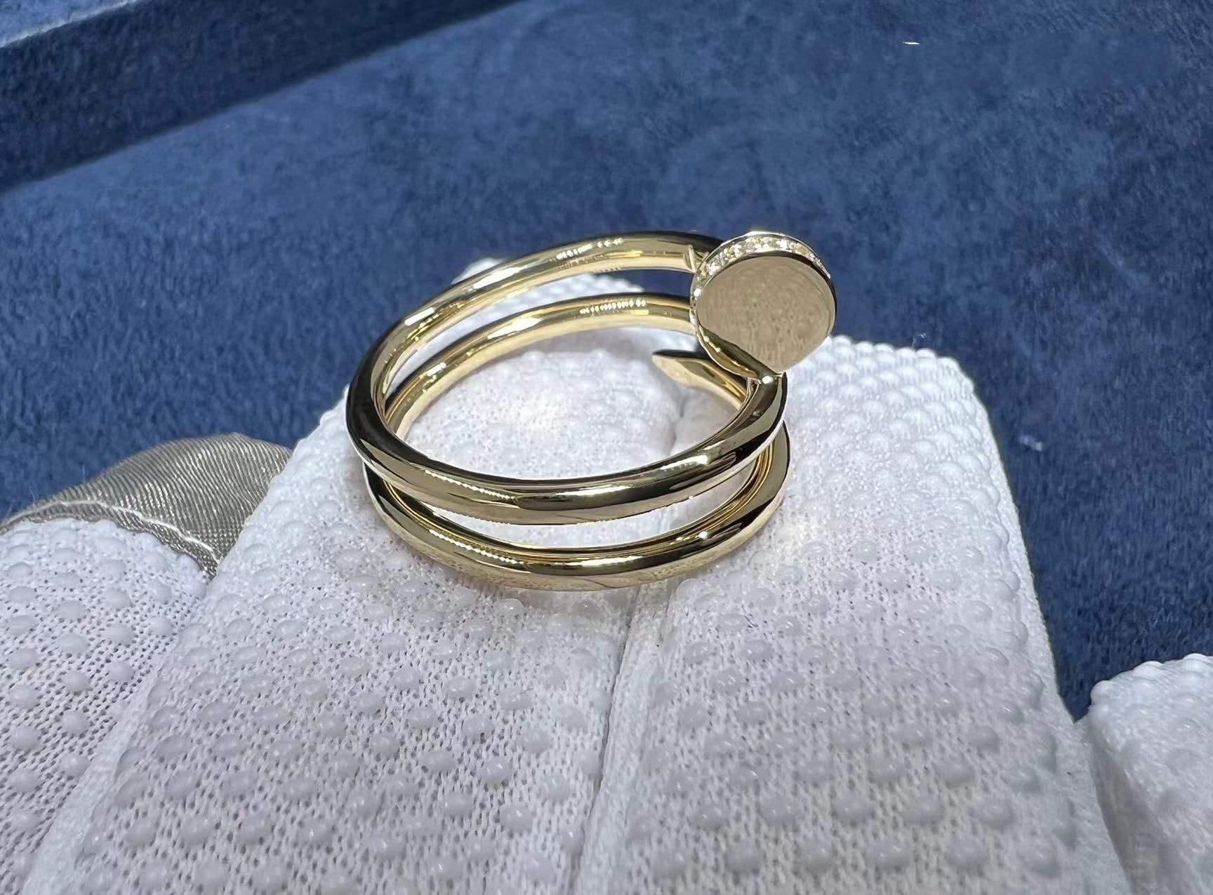 best quality cartier juste un clou 18k yellow gold diamond double row nail ring b4211800 4
