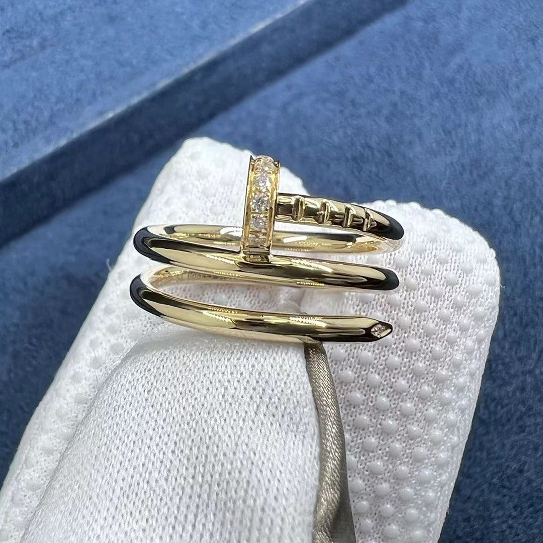 best quality cartier juste un clou 18k yellow gold diamond double row nail ring b4211800