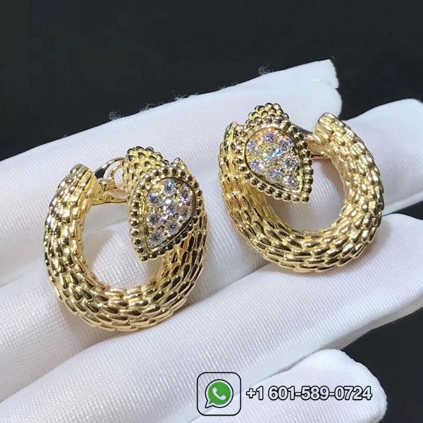 boucheron 18k yellow gold diamond serpent boheme s motif hoop earrings
